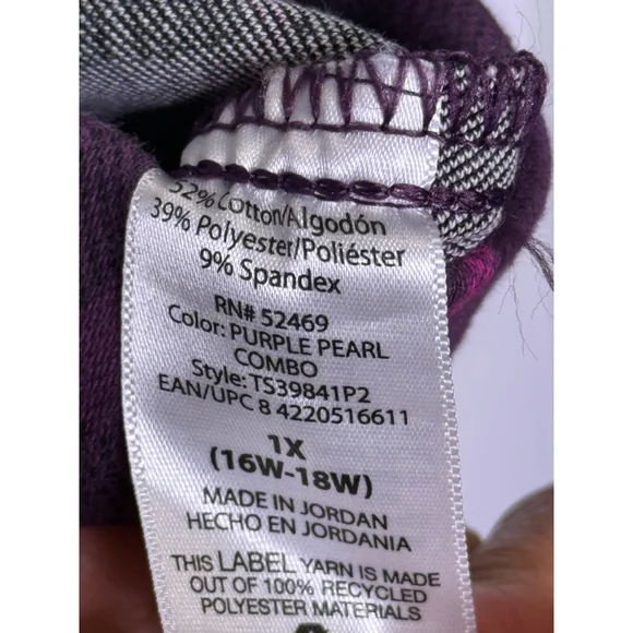 Terra & Sky Plus 1X Purple Black Plaid Leggings - Picture 8 of 8